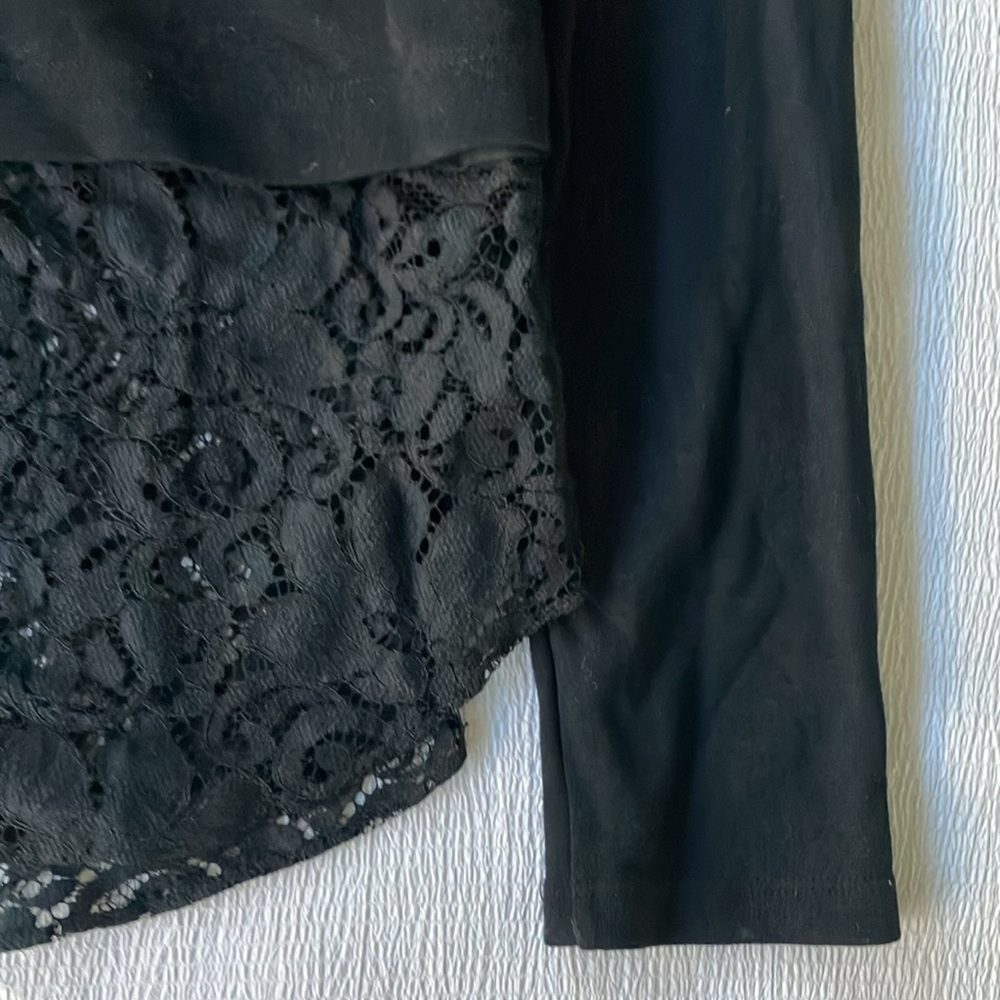 Theory Black Lace Long Sleeve Shirt- Size Small - Picture 8 of 11